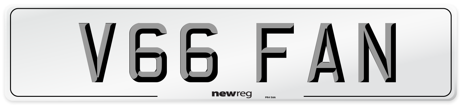 V66 FAN Number Plate from New Reg